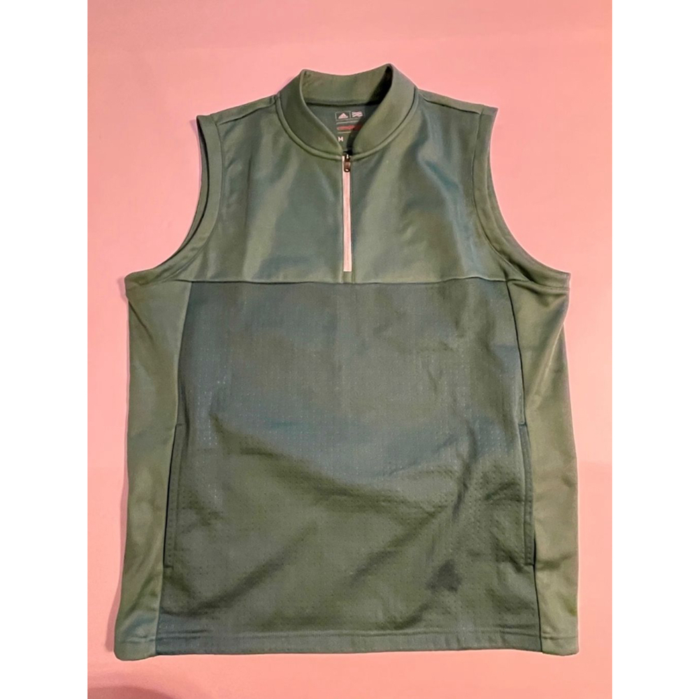 Adidas Green Climawarm Sleeveless Shirt vest Size M Pockets 1/4 zip Athletic